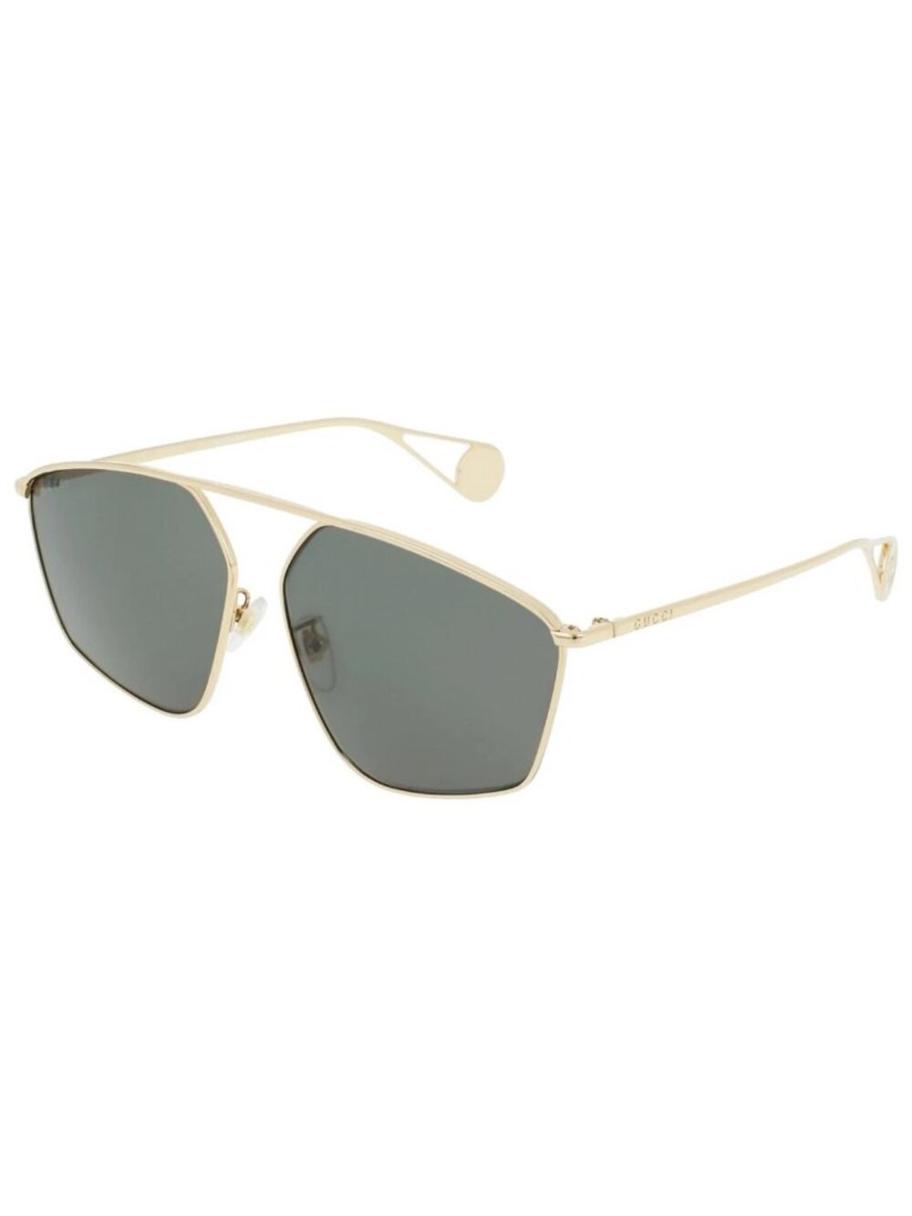 New Gucci Women's Sunglasses Aviator Metal Frame Gold Gold Grey